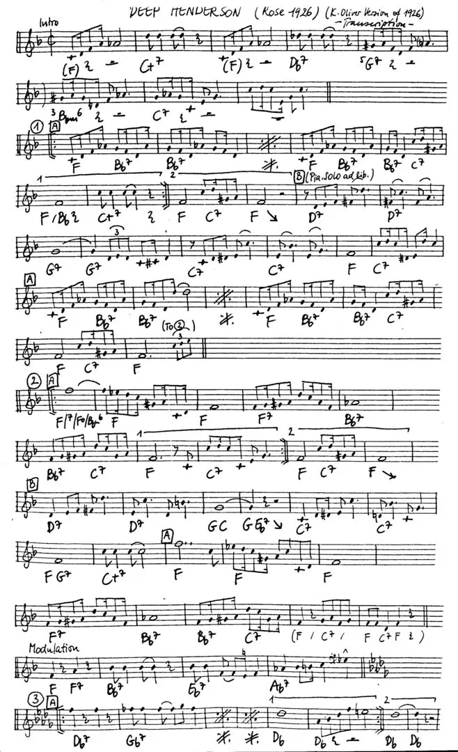 deep henderson free jazz leadsheet - Courtesy of the Jungle Jazz Band